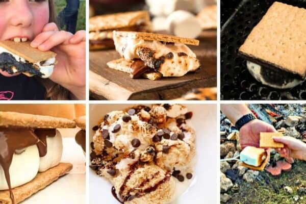 Best S'mores Recipes For All Year - different pictures of smores from campfire smores to other s'more desserts