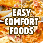 Cheap And Easy Dinner Recipes For Family Comfort Foods On A Budget - different images of comfort food recipes with text over it