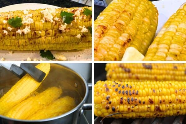 How To Cook Corn On The Cob 4 Ways - different images of cooking corn on cob