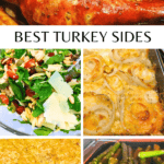 Best sides that go with turkey - collage of turkey side dishes Thanksgiving Dinner, Christmas Recipes, Friendsgiving Sides / Friendsgiving Side Dishes, Easy Turkey Dinner Meal Sides Recipes