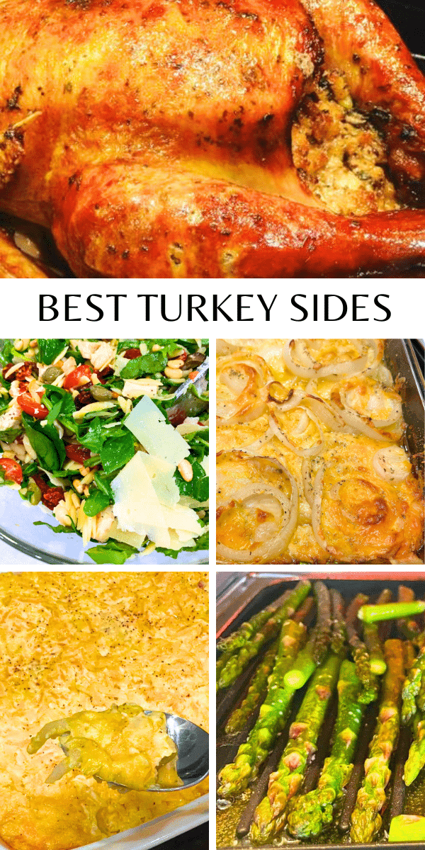 Best sides that go with turkey - collage of turkey side dishes Thanksgiving Dinner, Christmas Recipes, Friendsgiving Sides / Friendsgiving Side Dishes, Easy Turkey Dinner Meal Sides Recipes