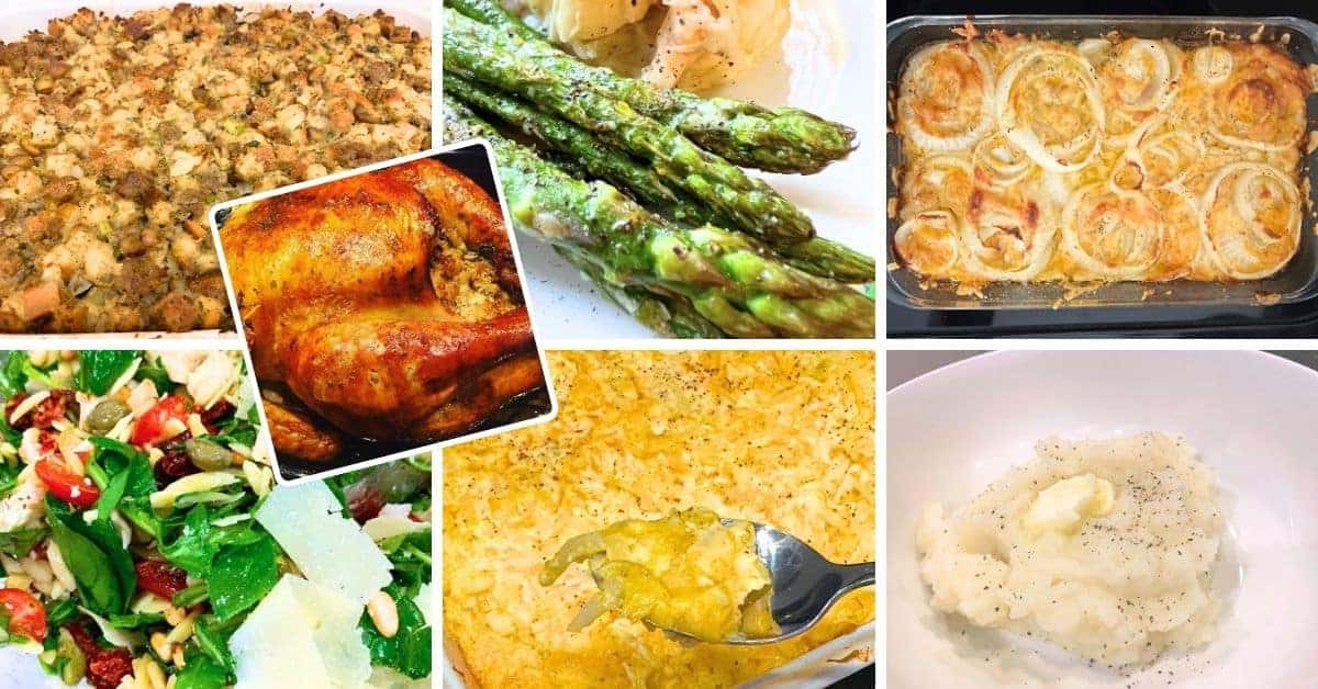 Easy Side Dishes To Serve With Turkey Recipes - collage of dinner sides for Thanksgiving recipes, Christmas recipes, holiday menu or dinner recipes