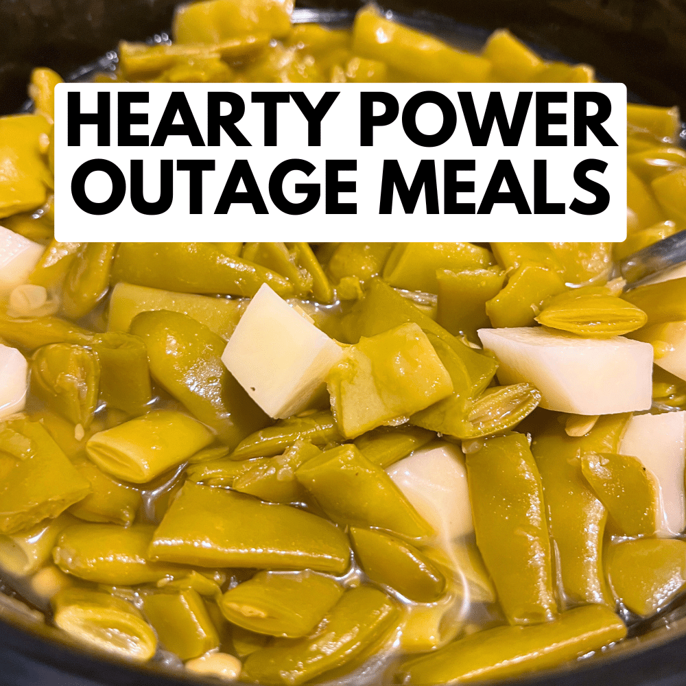 Hurricane Food for a Power Outage Or Emergency Food Prep - canned green beans and potatoes recipe (and other Non Perishable Foods List for emergency situations)