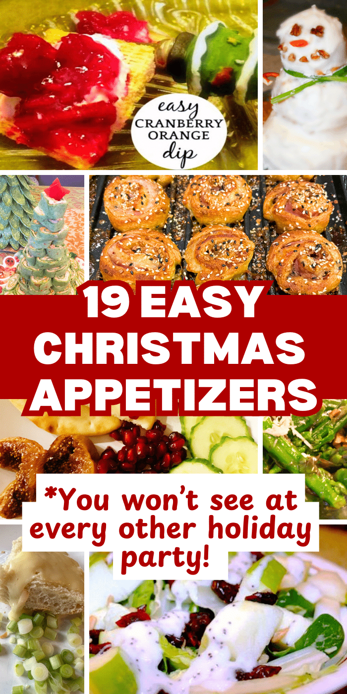 Best Christmas Appetizers - Easy Christmas Appetizer Recipes - pictures of different holiday appetizers like make - ahead christmas appetizers, appetizer cranberry bites, christmas rollups pinwheels tree, raclette cheese platter, snowman cheese balls