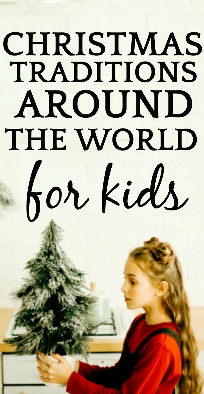 Christmas traditions around the world and new traditions to start this year with girl holding a christmas tree