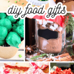 Easy Homemade Food Gifts for Christmas Baskets and DIY Gifts - collage of pictures of DIY Homemade Food Gifts for Homemade Goodies Gift Basket, Jarred Gifts Christmas, Homemade Gifts For Christmas, Simple Holiday Food Gift Ideas, Diy Food Gifts In A Jar, Gifts For Holidays like Jarred Homemade Hot Chocolate Mix for Jar Gift Mixes and DIY GIFTS for Christmas Gift Ideas