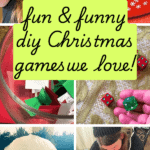 Fun and Funny DIY Christmas Party Games for Kids and Adults DIY Games for Holidays - collage of different Christmas games and people playing games for Christmas and Holiday Minute To Win It Games, Christmas Olympics or Candy Cane Olympics