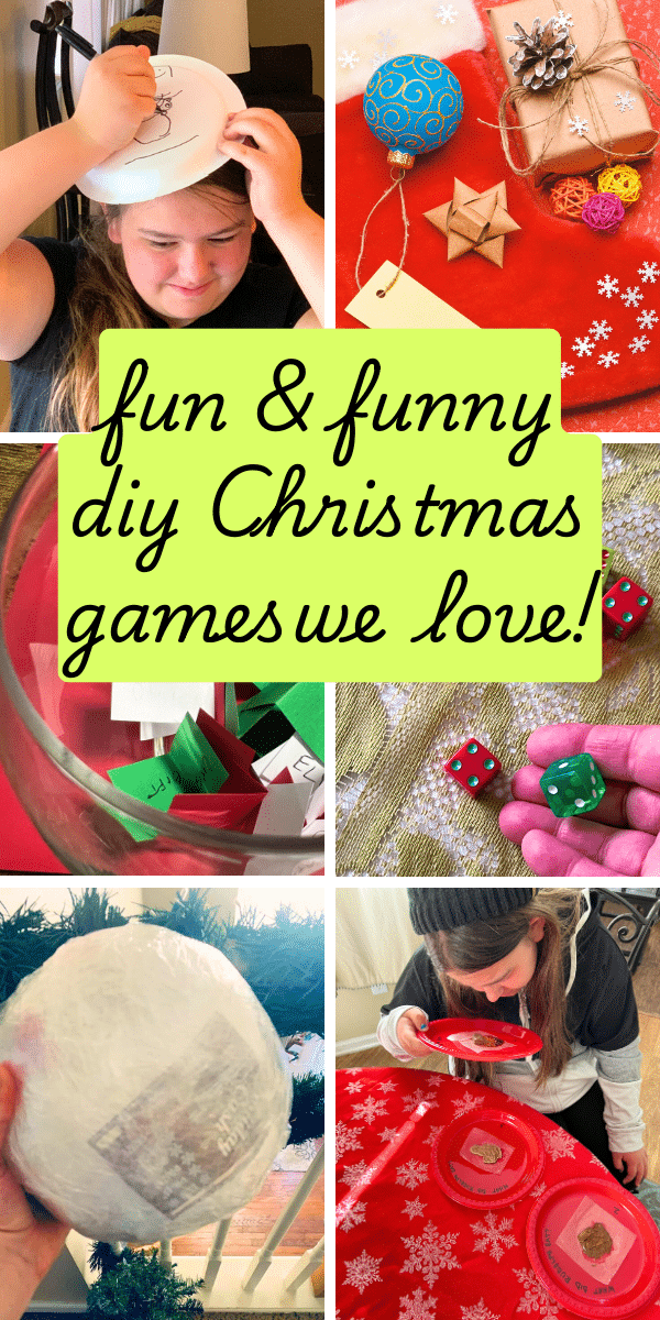 Fun and Funny DIY Christmas Party Games for Kids and Adults DIY Games for Holidays - collage of different Christmas games and people playing games for Christmas and Holiday Minute To Win It Games, Christmas Olympics or Candy Cane Olympics