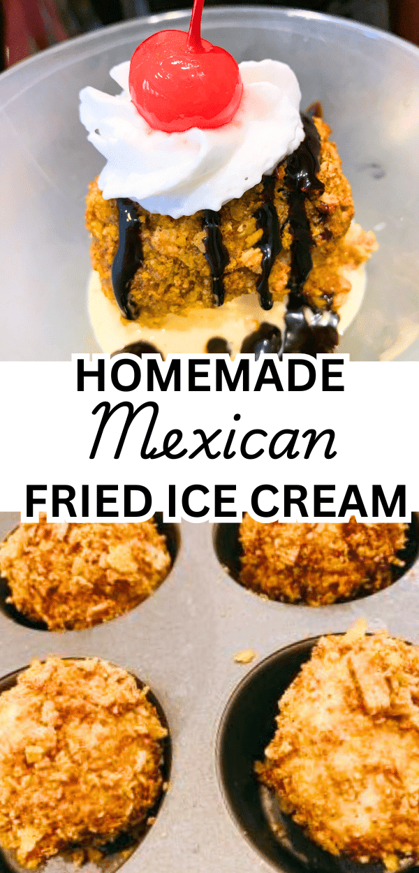 ice cream sundae balls on a dish with cherry in the middle and chocolate drizzle for air fried ice cream balls (Mexican Fry Ice Cream)