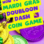 Doubloon Dash Mardi Gras Game Coin Games for Fat Tuesday Activities for Kids - colorful Mardi Gras coins for family-friendly Mardi Gras games, and Mardi Gras Ideas For Kids, Teen Games or Adult Party Games, New Orleans Themes