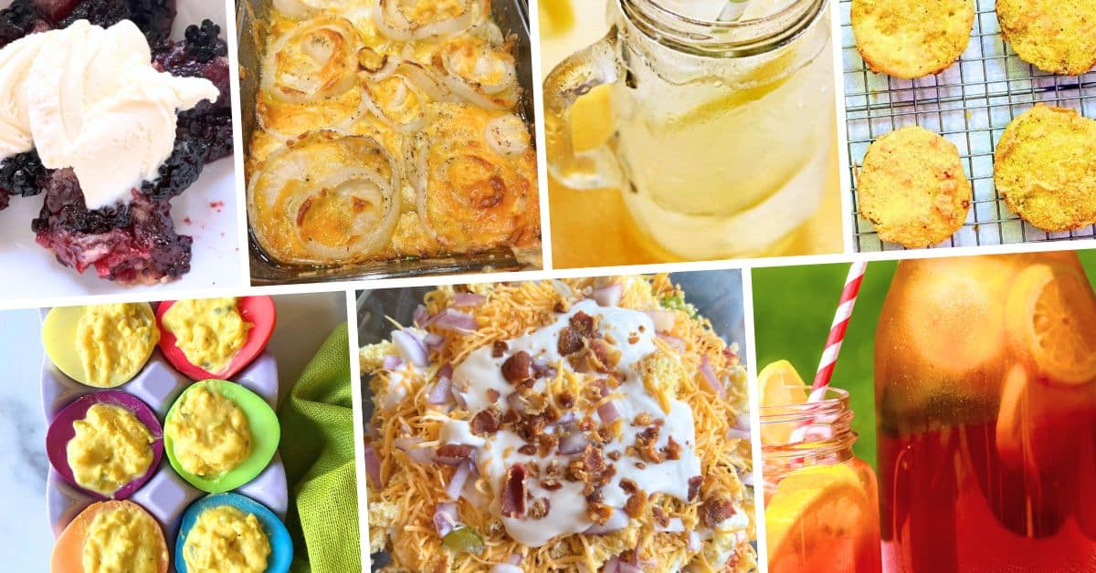 collage of Kentucky Derby Party Foods Southern Recipes including Kentucky derby party drinks, appetizers, finger foods and desserts