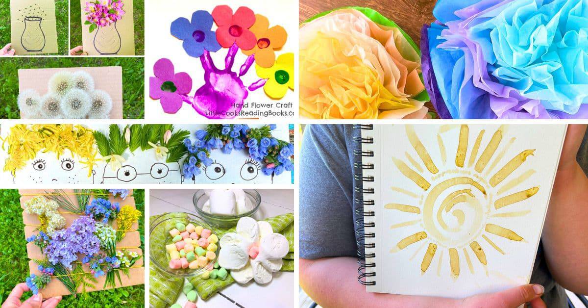 collage of pictures of Cute Mother's Day Flower Crafts for May Craft Ideas and Mother's Day crafts for kids from paper crafts (paper flowers for flower pots) to Mothers Day desserts kids can bake for mom