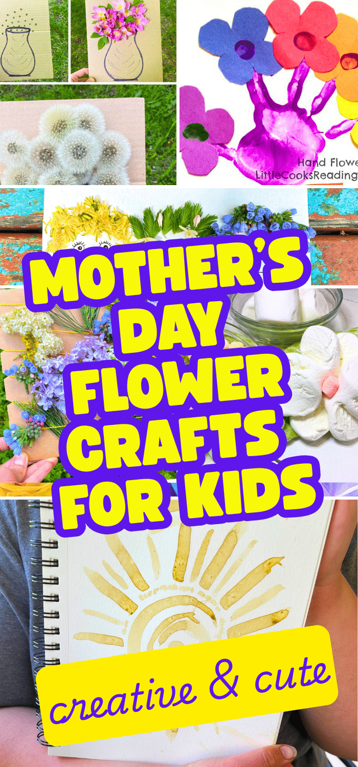 collage of Mothers Day crafts for Kids DIY Gifts for mom - paper flower crafts for Mother's Day projects