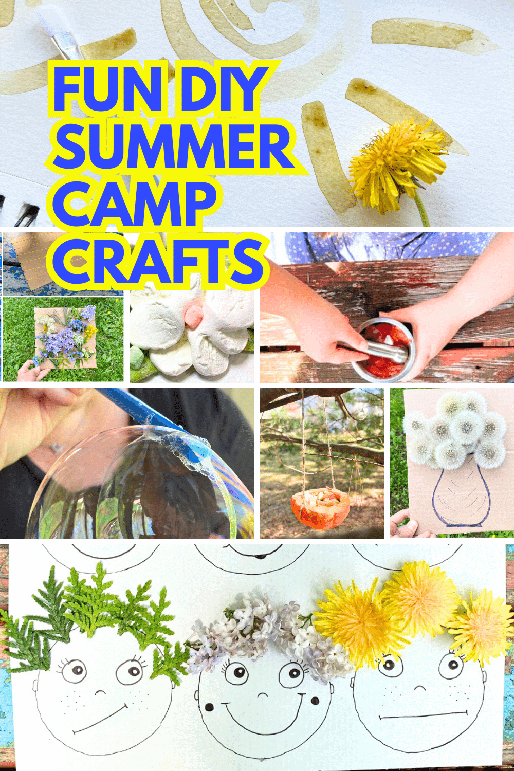 different pictures of camp crafts for summer activities with words fun DIY summer camp crafts