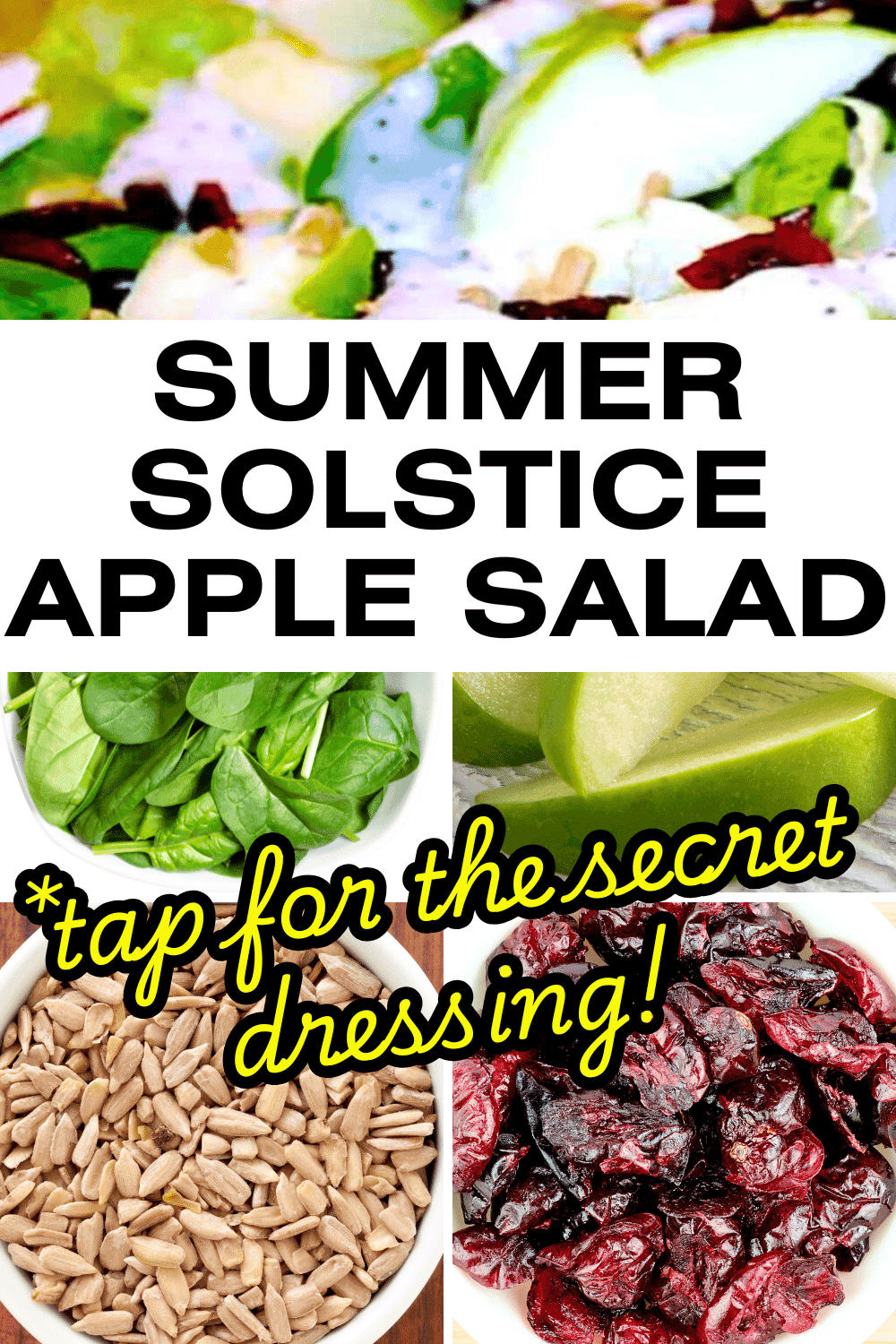 different ingredients for summer solstice apple salad with secret salad dressing