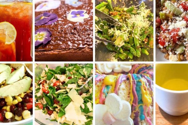 different pictures of summer solstice party foods - summer solstice salad recipes, summer solstice recipes for summer drinks and summer desserts for midsummer party