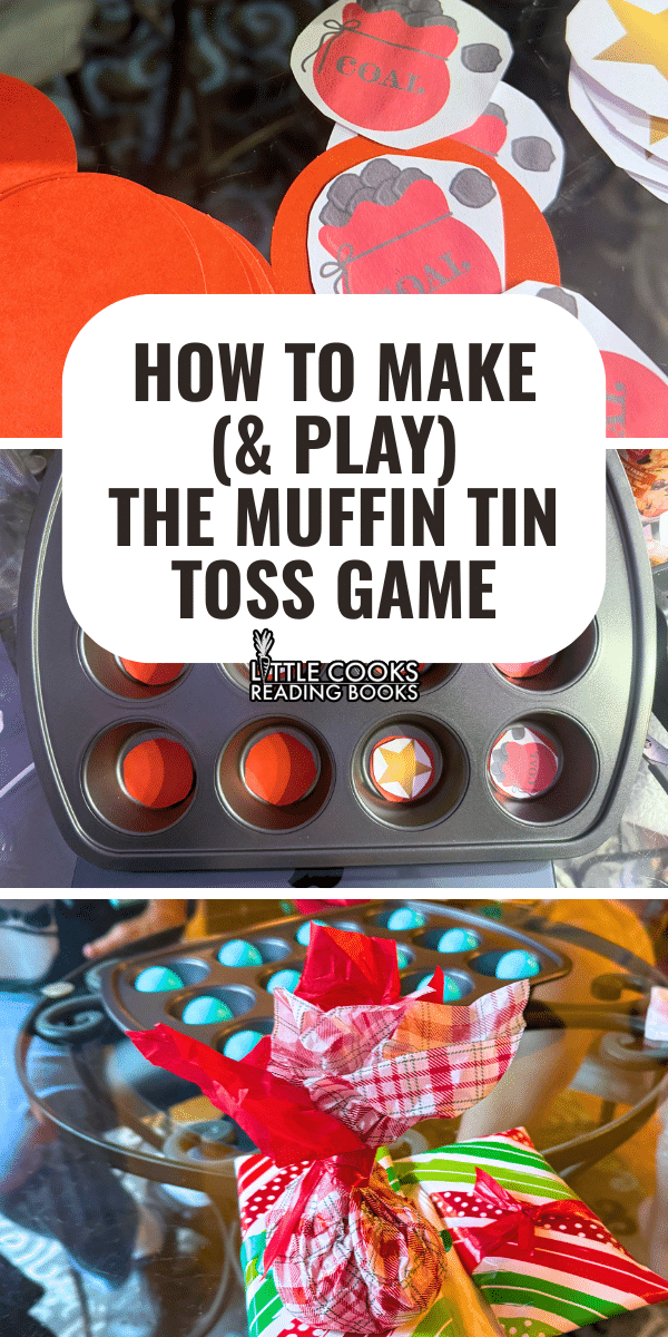step by step photos of How to Make a Muffin Tin Toss Game and how to play the Christmas muffin tin game