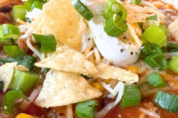 Homemade Taco Soup Recipe with Mexican recipe toppings from Little Cooks Reading Books