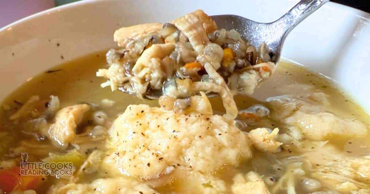 Turkey and wild rice soup with homemade soup dumplings - real recipes from LittleCooksReadingBooks