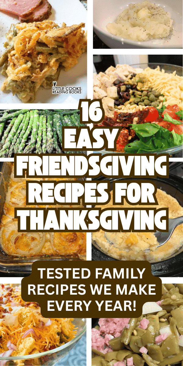 collage of simple Thanksgiving side dish recipes for easy Friendsgiving recipes for a friend fall party