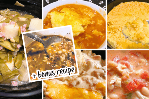 collage of Friendsgiving crockpot recipes for Thanksgiving
