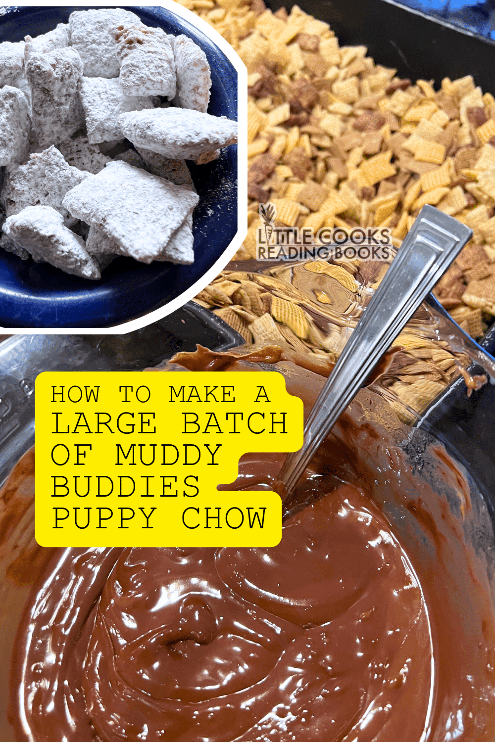 Large Batch Muddy Buddy Recipe for Snack Mix how to make muddy buddies for a crowd with puppy chow recipe ingredients