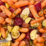 Roasted Carrots and Potatoes Side Dish Recipe in a white serving dish
