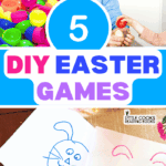 DIY Easter party games and Easter activities collage of pictures with text overlay