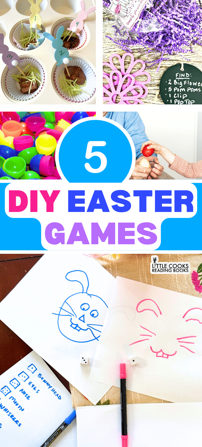 5 DIY Easter Party Games for Kids and Family Fun DIY Easter party games and Easter activities collage of pictures with text overlay