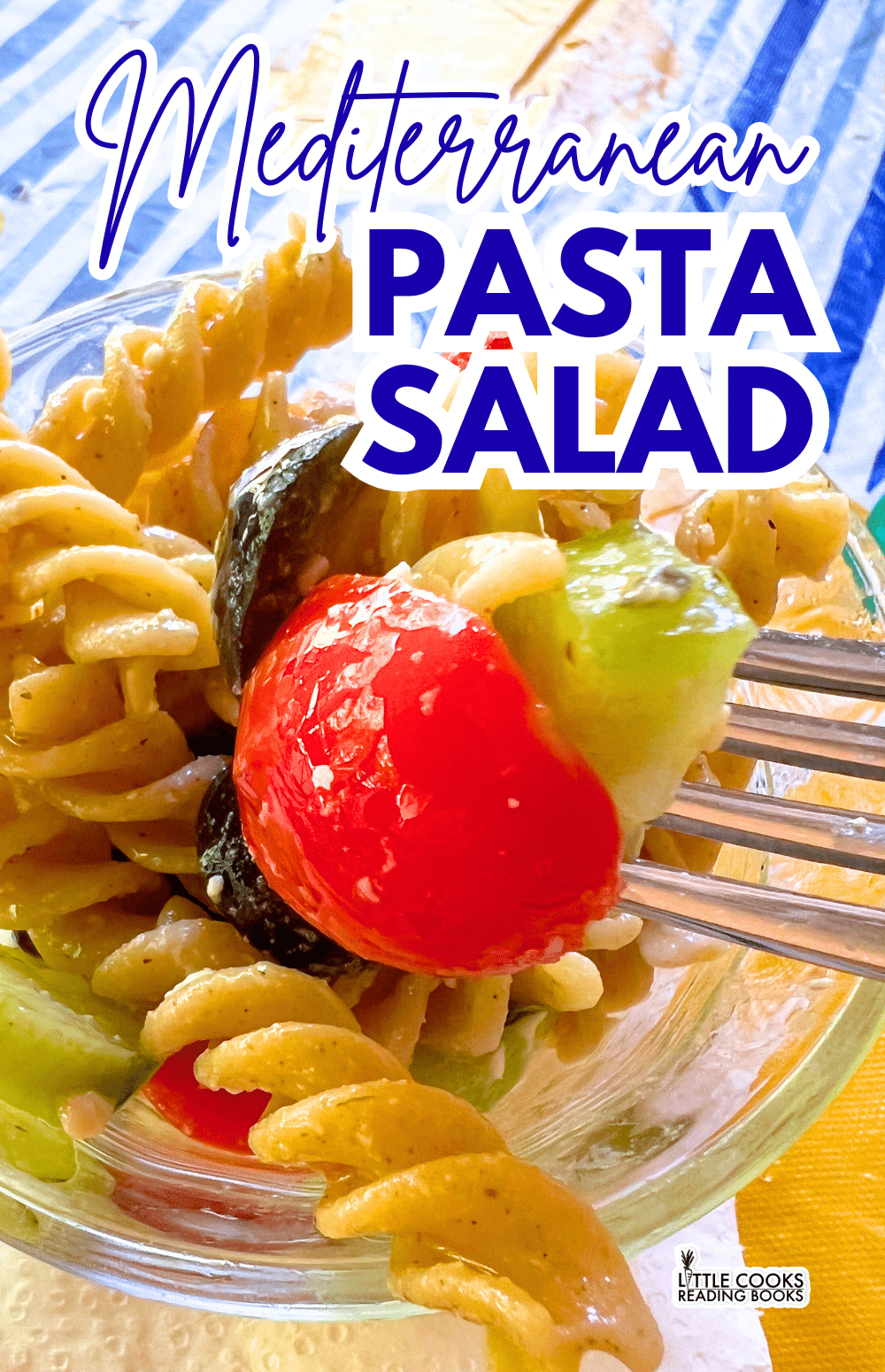 Mediterranean Greek Pasta Salad With Feta Cheese and Fresh Veggies Dish Mediterranean Greek Pasta Salad With Feta Cheese and Fresh Veggies dish at a picnic party