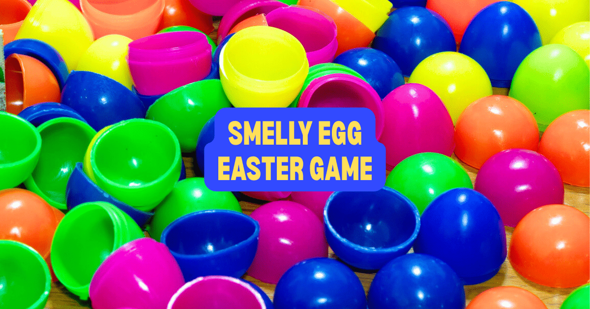 Smelly Egg Easter Game plastic Easter eggs on a party game table for teh Smelly Egg Easter Game