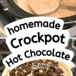 crockpot hot chocolate with a cup of hot cocoa with toppings