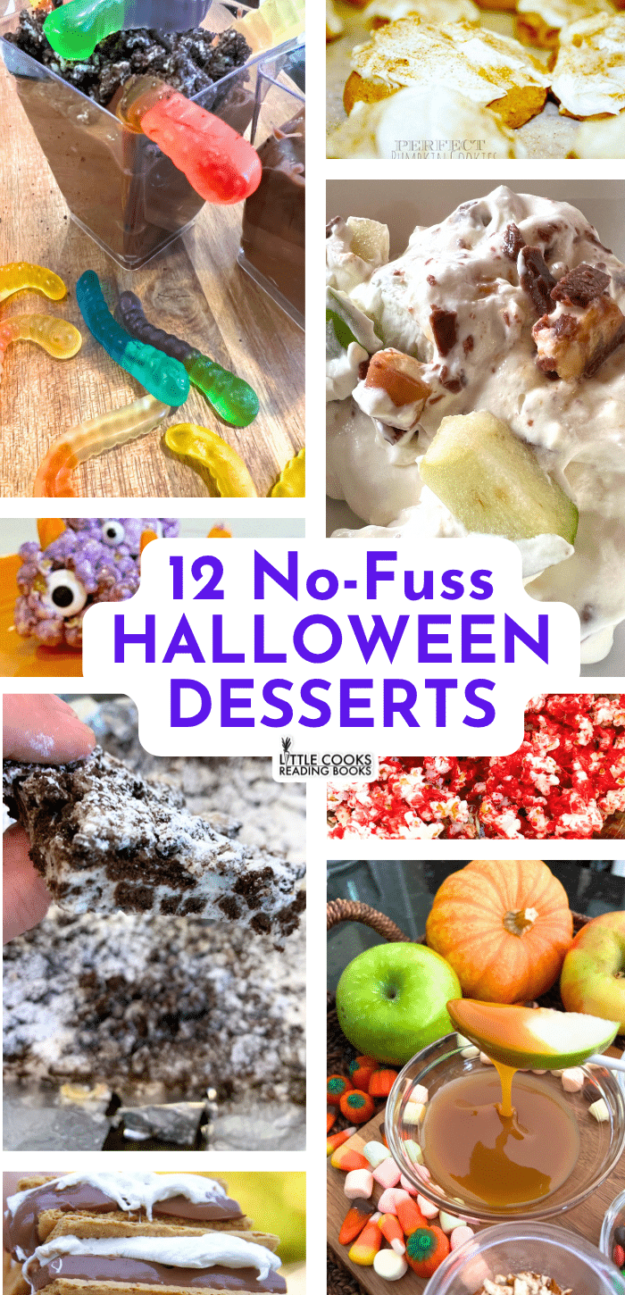 12 No-Fuss Halloween Desserts & Sweet Treats Party Food Ideas for Fall Recipes Halloween Desserts & Treats for Party Food Ideas for Fall Recipes - collage of Halloween recipes
